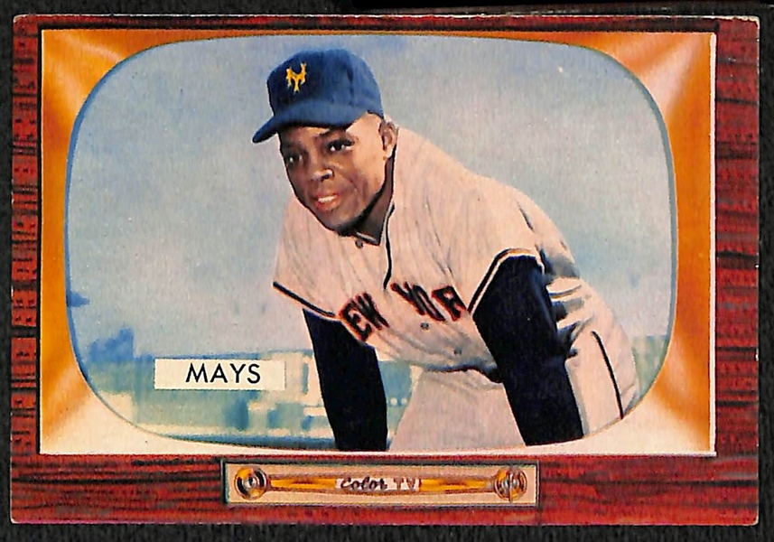 Lot of (4) Willie Mays Cards w. 1955 Bowman