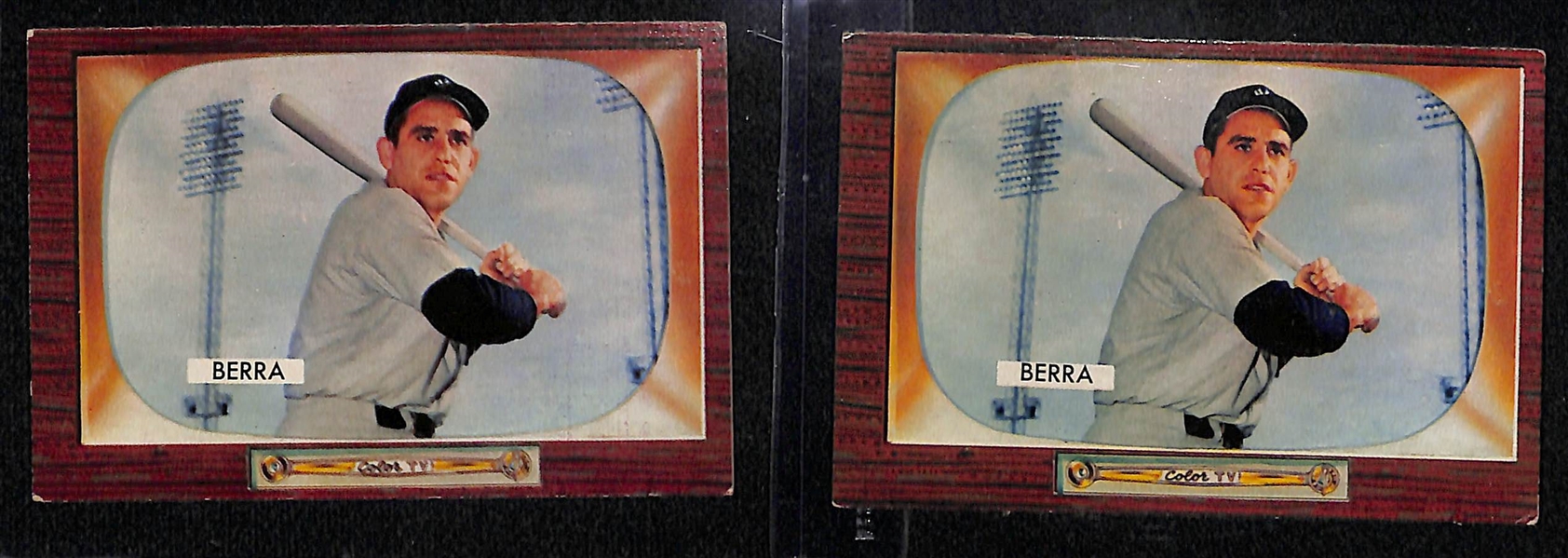 Lot of (3) Vintage Hank Aaron Cards & (5) Vintage Yogi Berra Cards w. 1955 Bowman Hank Aaron