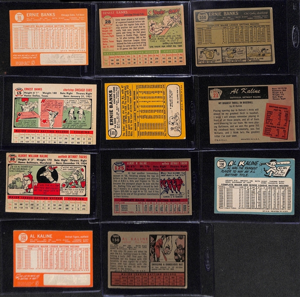 Lot of (5) Vintage Ernie Banks & (6) Al Kaline Vintage Cards w. 1965 Topps Ernie Banks