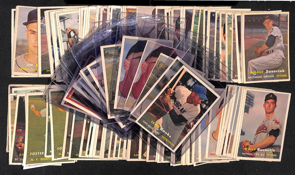 Lot of (115) 1957 Topps Baseball Cards w. Ernie Banks
