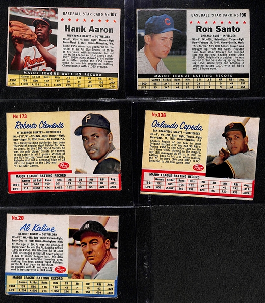 Lot of (43) 1961 & 1962 Post Cereal Baseball Cards w. 1961 Hank Aaron