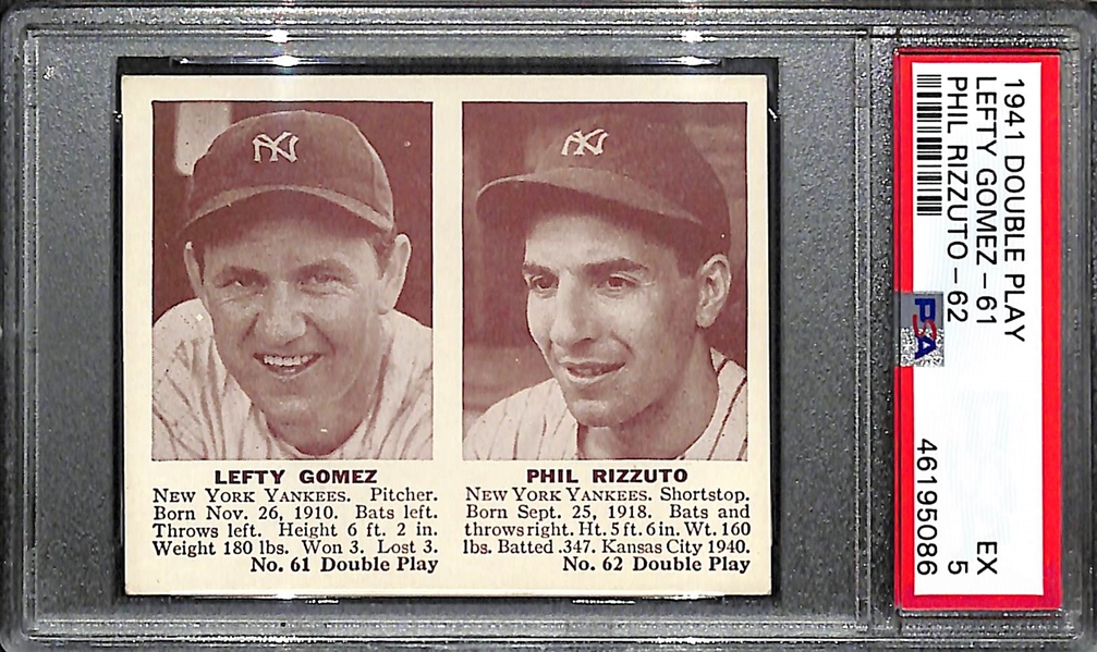1941 Double Play Lefty Gomez #61 & Phil Rizzuto Rookie #62 - PSA 5