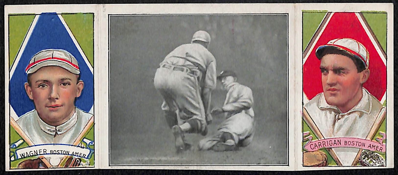 1912 T202 Hassan Triple Folder Carrigan Blocks His Man