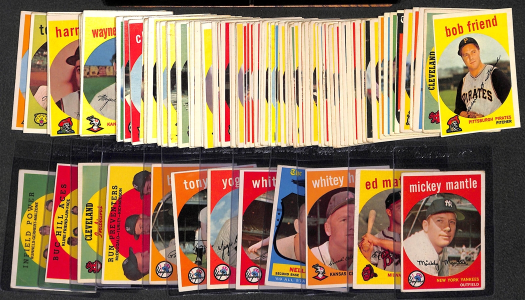 1959 Topps Partial Set of 131 Cards w. Mantle, Stars, & High Numbers