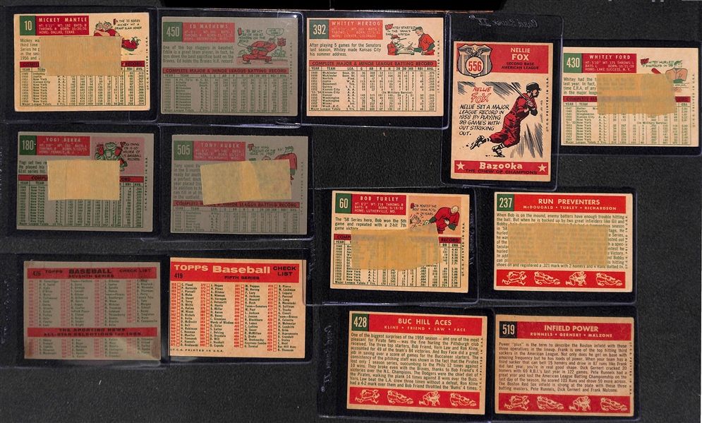 1959 Topps Partial Set of 131 Cards w. Mantle, Stars, & High Numbers