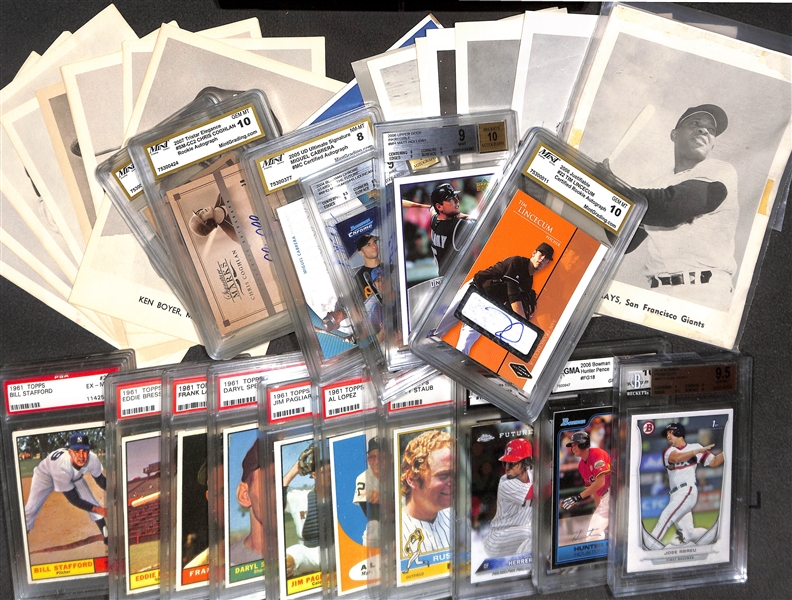Lot of (17) Graded Baseball Cards from 1961-2014 w. 2006 Tim Lincecum Auto Rookie & Jay Publishing Cards 