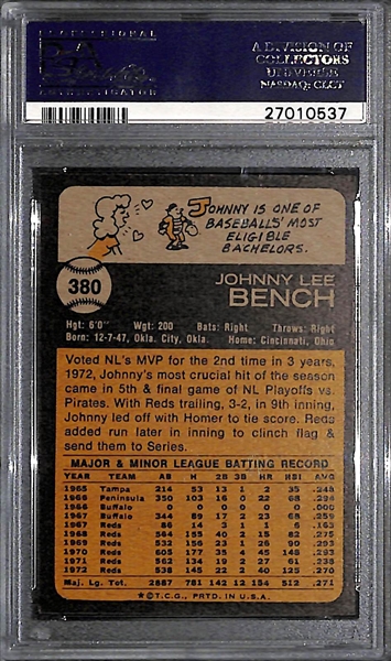 1973 Topps Johnny Bench #380 Graded PSA 10! Pop 2!