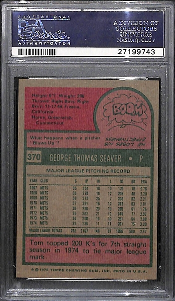 1975 Topps Tom Seaver #370 Graded PSA 9! Only 13 Graded Higher!