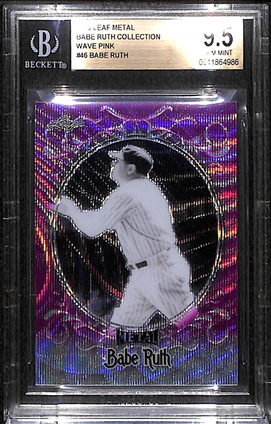 2019 Leaf Metal Babe Ruth Collection (Pink Wave Refractor) #ed 14/15 Graded BGS 9.5 Gem Mint!  Only 15 Made!
