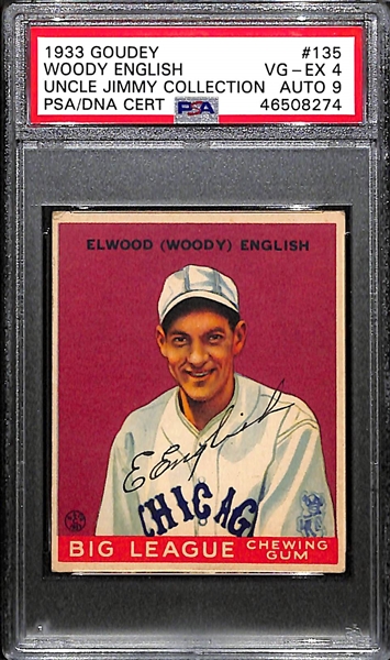 1933 Goudey Woody English #135 PSA 4 (Autograph Grade 9) - Pop 1 (None Graded Higher - Only 11 PSA Graded Examples, d. 1997