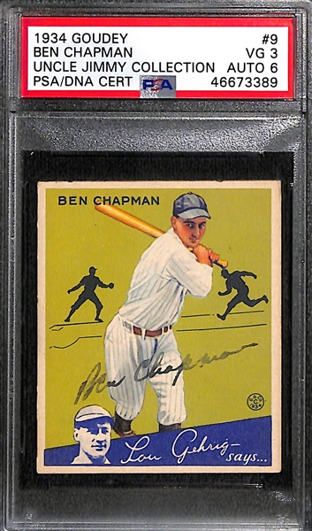 1934 Goudey Ben Chapman #9 PSA 3 (Autograph Grade 6) - Only 3 PSA/DNA Exist w. Only 2 Graded Higher! (d. 1993)