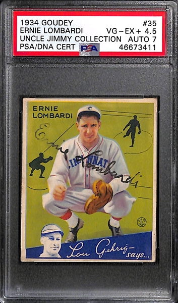 1934 Goudey Ernie Lombardi #35 PSA 4.5 (Autograph Grade 7) - Only 12 PSA/DNA Exist w. Only 2 Graded Higher! (d. 1977)