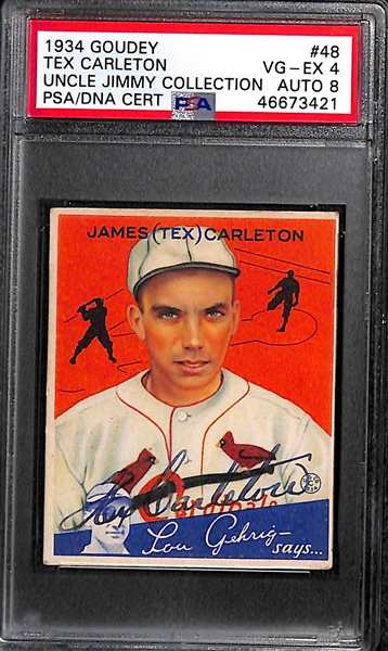1934 Goudey Tex Carleton #48 PSA 4 (Autograph Grade 8) - Only 7 PSA/DNA Exist w. Only 2 Graded Higher! (d. 1977)
