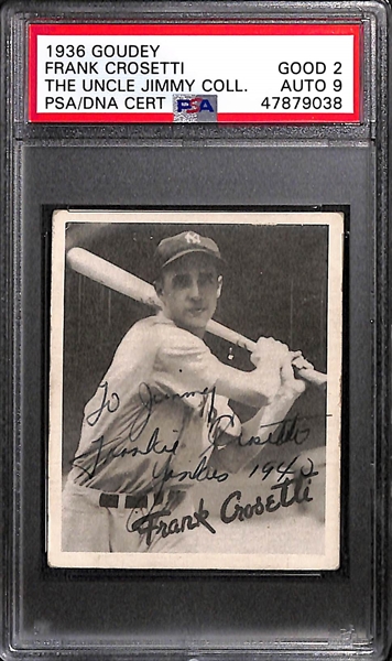 1936 Goudey Frank Crosetti PSA 2 (Autograph Grade 9) - Only 2 PSA/DNA Exist w. Only 1 Graded Higher! (d. 2002)