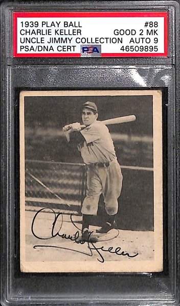 1939 Play Ball Charlie Keller #88 PSA 2 MK (Autograph Grade 9) - Only 4 PSA/DNA Exist w. Only 1 Graded Higher! (d. 1990)