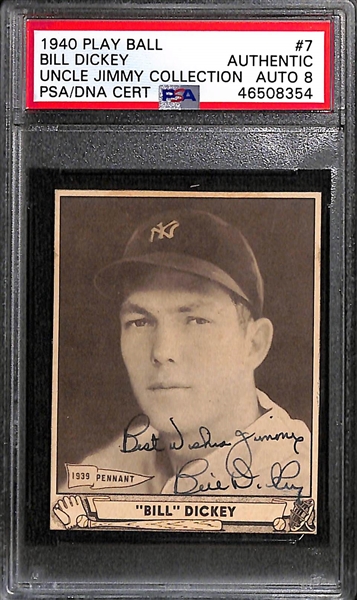 1940 Play Ball Bill Dickey #7 PSA Authentic (Autograph Grade 8) - One of Only 5 PSA Graded Examples - (d. 1993)