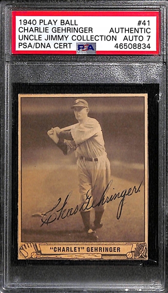 1940 Play Ball Charlie Gehringer #41 PSA Authentic (Autograph Grade 7) - One of Only 5 PSA Graded Examples - (d. 1993)