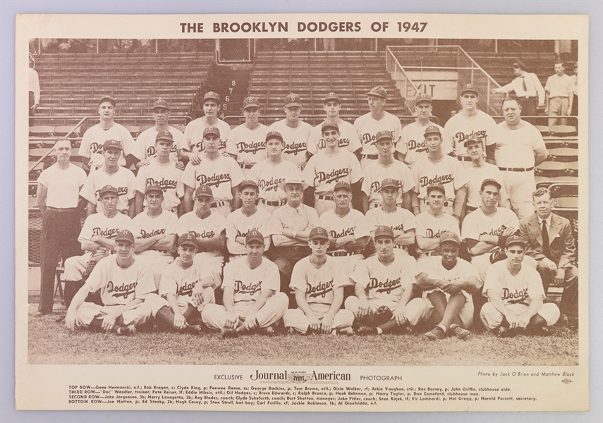 1947 American Journal 12x18 Photos of NY Giants & Brooklyn Dodgers (NL Champs!)