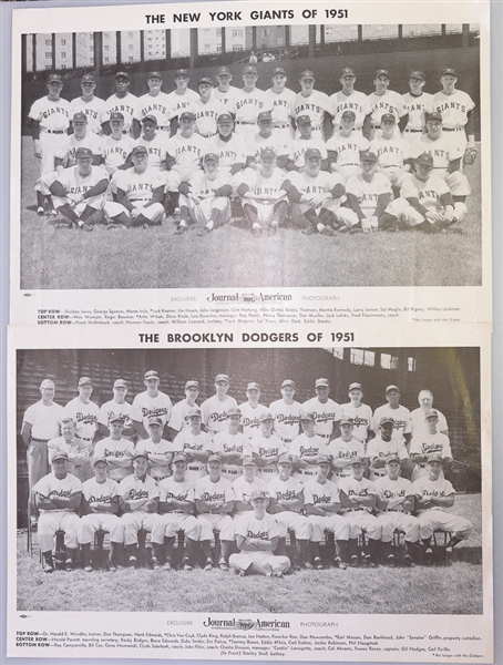 1951 American Journal 12x18 Photos of NY Giants (NL Champs!) & Brooklyn Dodgers 