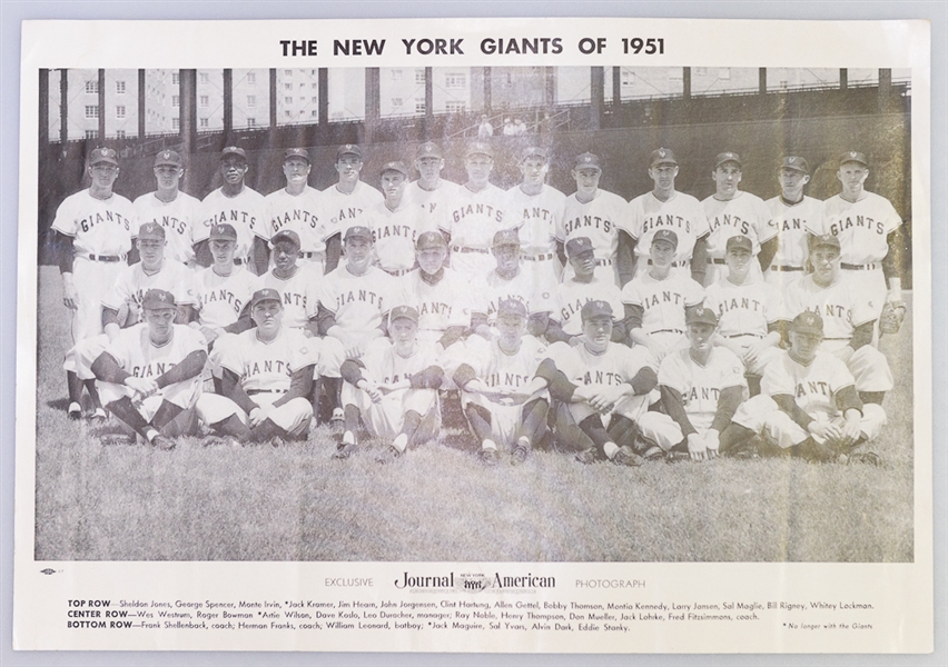 1951 American Journal 12x18 Photos of NY Giants (NL Champs!) & Brooklyn Dodgers 