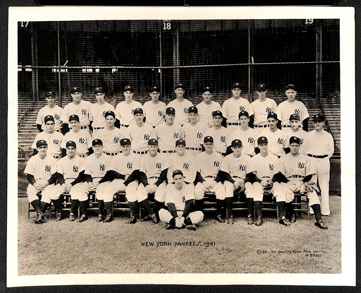 Lot of (3) Original Sporting News 8x10 Team Photos - 1941 Yankees, 1942 Yankees, 1941 Dodgers