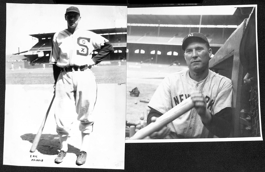 Vintage Red Ruffing (8x10) and Eric McNair (7x9.5) EF Collins Stamped Photos