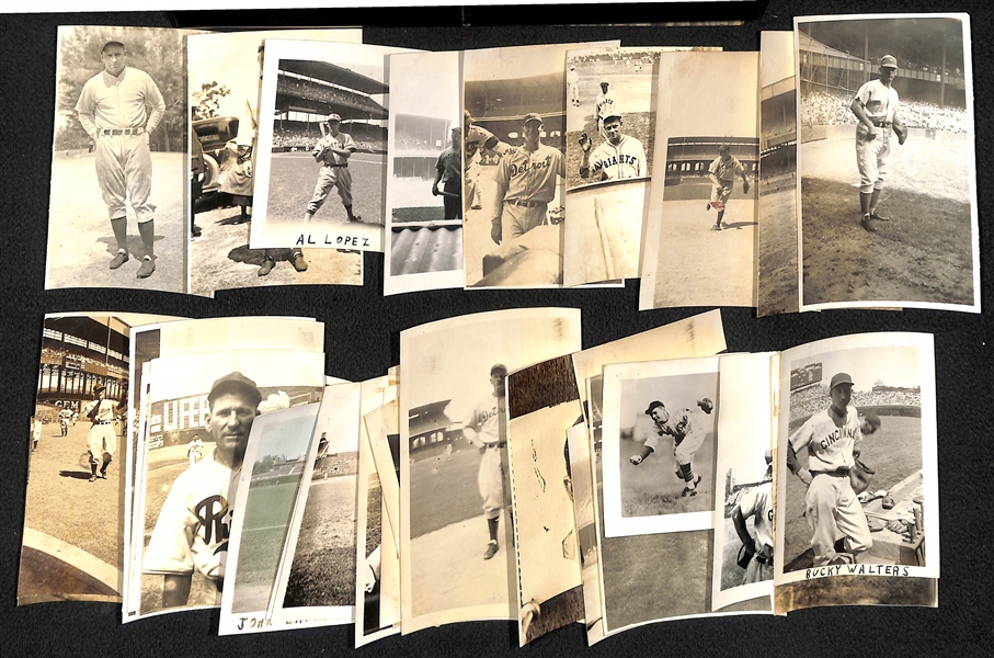 Lot of (38) Wallet Size Baseball Photos c. 1940s-1950s Inc. Al Lopez, E. Lombardi, Combs, B. Chapman, Rowe, +