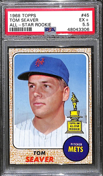 1968 Topps Tom Seaver (2nd Year Card) w. Rookie Cup Graded PSA 5.5