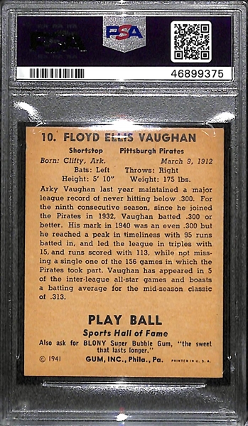 1941 Play Ball Arky Vaughan #10 Graded PSA 6