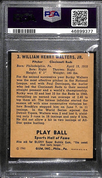 1941 Play Ball Bucky Walters #3 Graded PSA 5