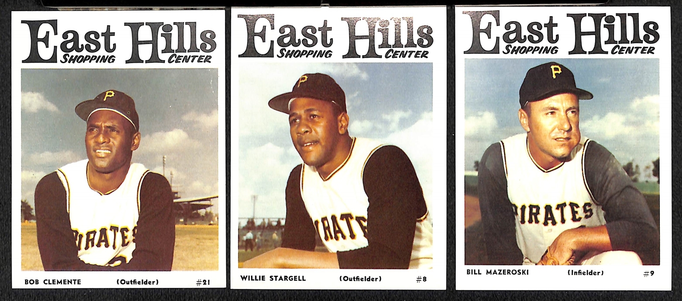 Complete Set of (25) 1966 East Hills Shopping Center Pittsburgh Pirates Photo Cards w. Roberto Clemente, Mazeroski & Stargell.