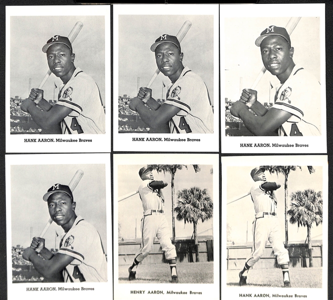 Lot of (9) 1950s-1960s Hank Aaron Jay Publishing 5x7 Picture Photo Cards
