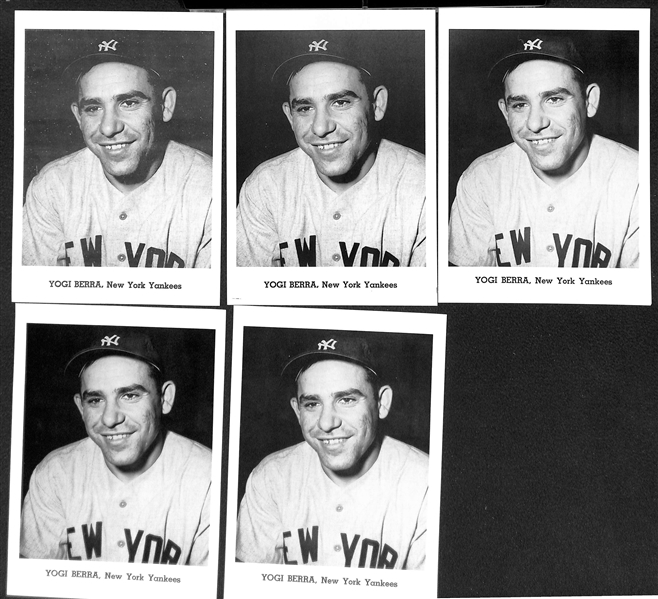 Lot of (8) 1950s-1960s Yogi Berra Jay Publishing 5x7 Picture Photo Cards