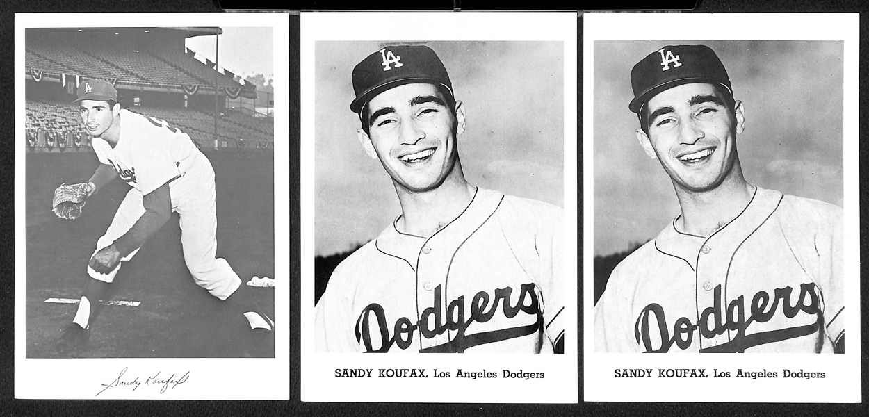 Lot of (9) 1950s-1960s Sandy Koufax Jay Publishing 5x7 Picture Photo Cards