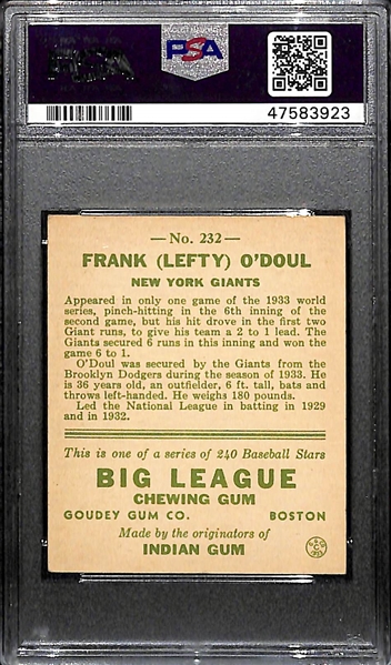 1933 Goudey Lefty O'Doul #232 PSA 5.5 