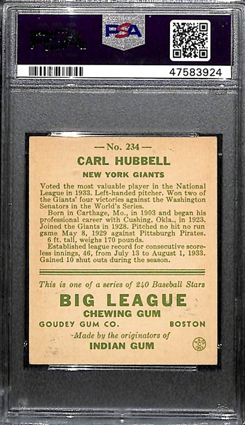 1933 Goudey Carl Hubbell #234 PSA 6 