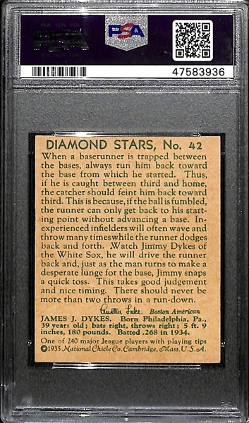 1935 Diamond Stars Jimmy Dykes #42 PSA 7