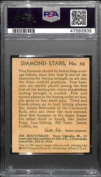 1935 Diamond Stars Jim Bottomley #59 PSA 6