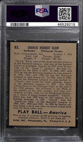 1939 Play Ball Charles Klein #82 PSA 6