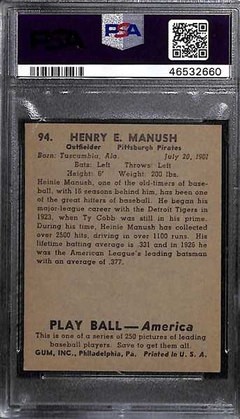 1939 Play Ball Heinie Manush #94 PSA 6