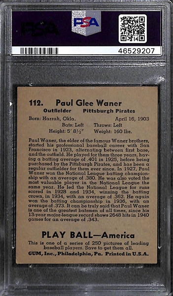 1939 Play Ball Paul Waner #112 PSA 6
