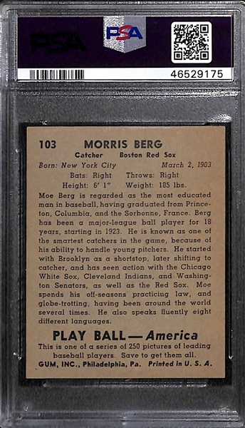 1939 Play Ball Morris Berg #103 PSA 5.5