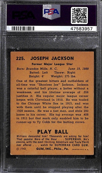 1940 Play Ball Joe Jackson #225 PSA 4