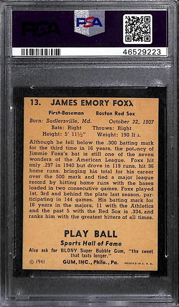 1941 Play Ball Jimmie Foxx #13 PSA Authentic Altered