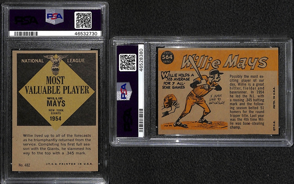 Lot of 2 - 1961 Topps Willie Mays MVP Card PSA 7(OC) & 1960 All Star Card PSA 4