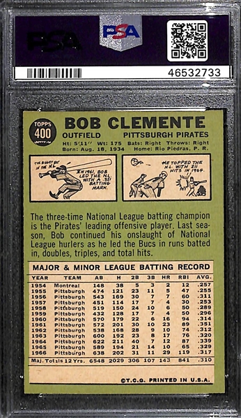 1967 Topps Bob Clemente #400 PSA 8(OC)