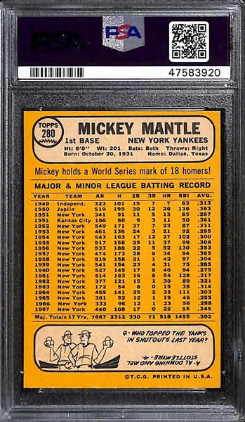 1968 Topps Mickey Mantle #280 PSA 8.5