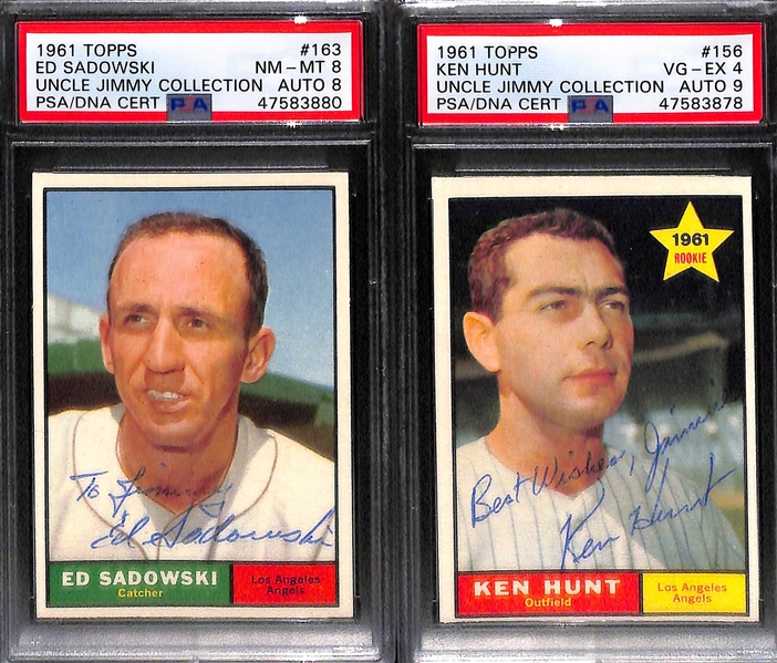 Lot of (5) Signed 1961 Topps Baseball Cards w. Lindy McDaniel, Bill White, Tom Morgan, Ed Sadowski, Ken Hunt