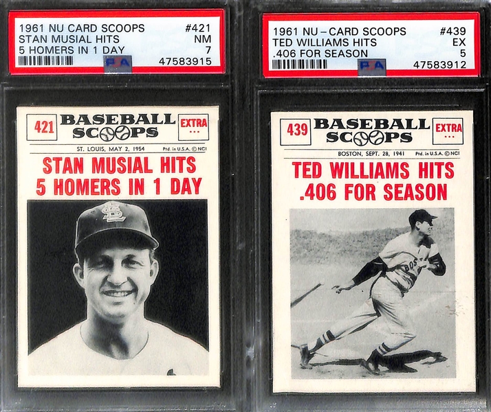 Lot of (7) Graded 1961 NU-Card Scoops w. DiMaggio, Williams, and Mays