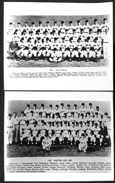 Lot of (6) Yankees and Red Sox Souvenir Team Photos (Printed in 1960s-1970s) Inc. 1936 Yankees, 1943 Yankees, 1946 Red Sox, 1967 Red Sox, 1978 Yankees, 1979 Yankees